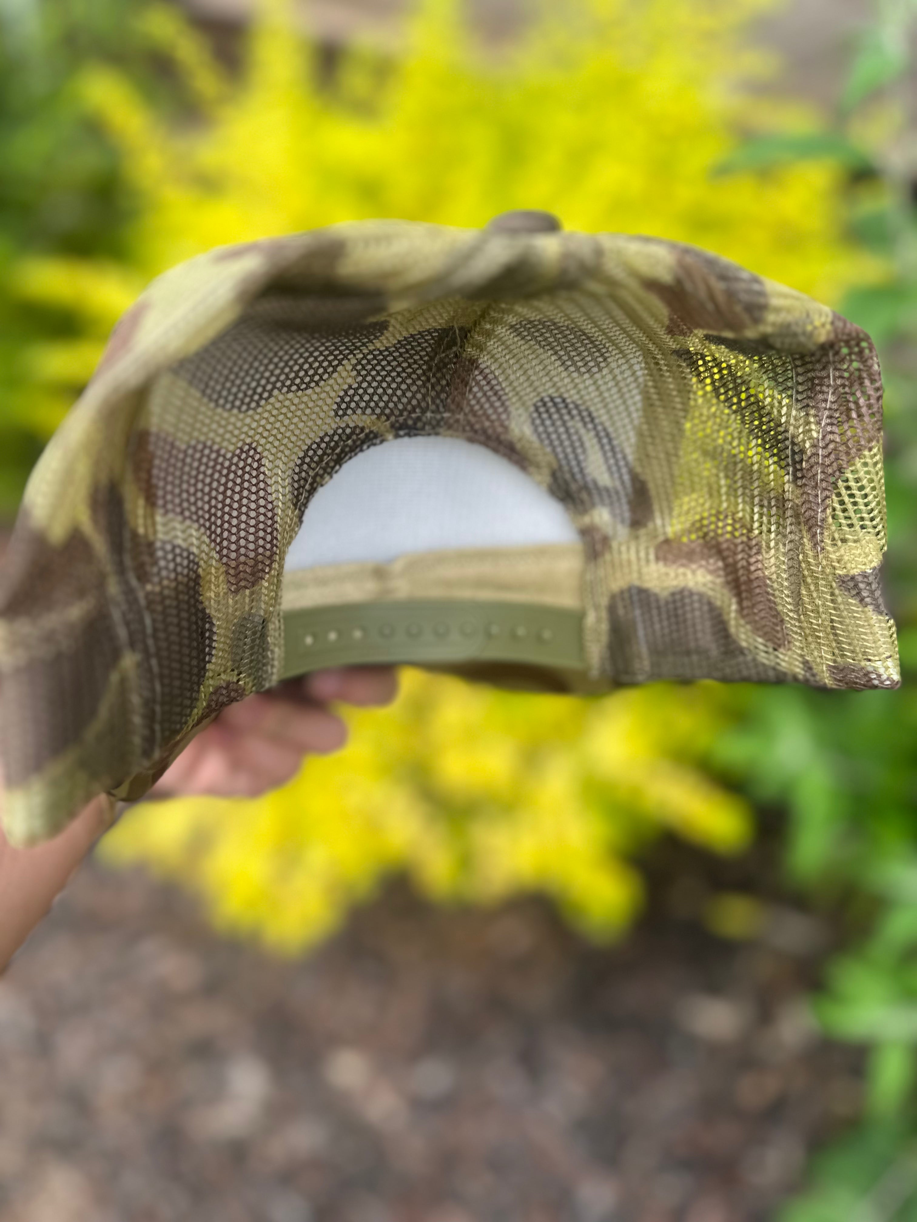 Camo Leather Patch Trucker Hats